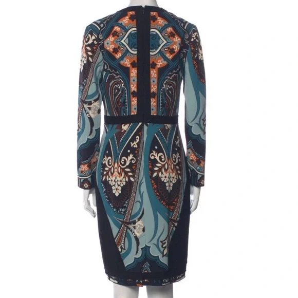 ETRO Paisley Print V-Neck Bohemian Shift Dress - Picture 3 of 8